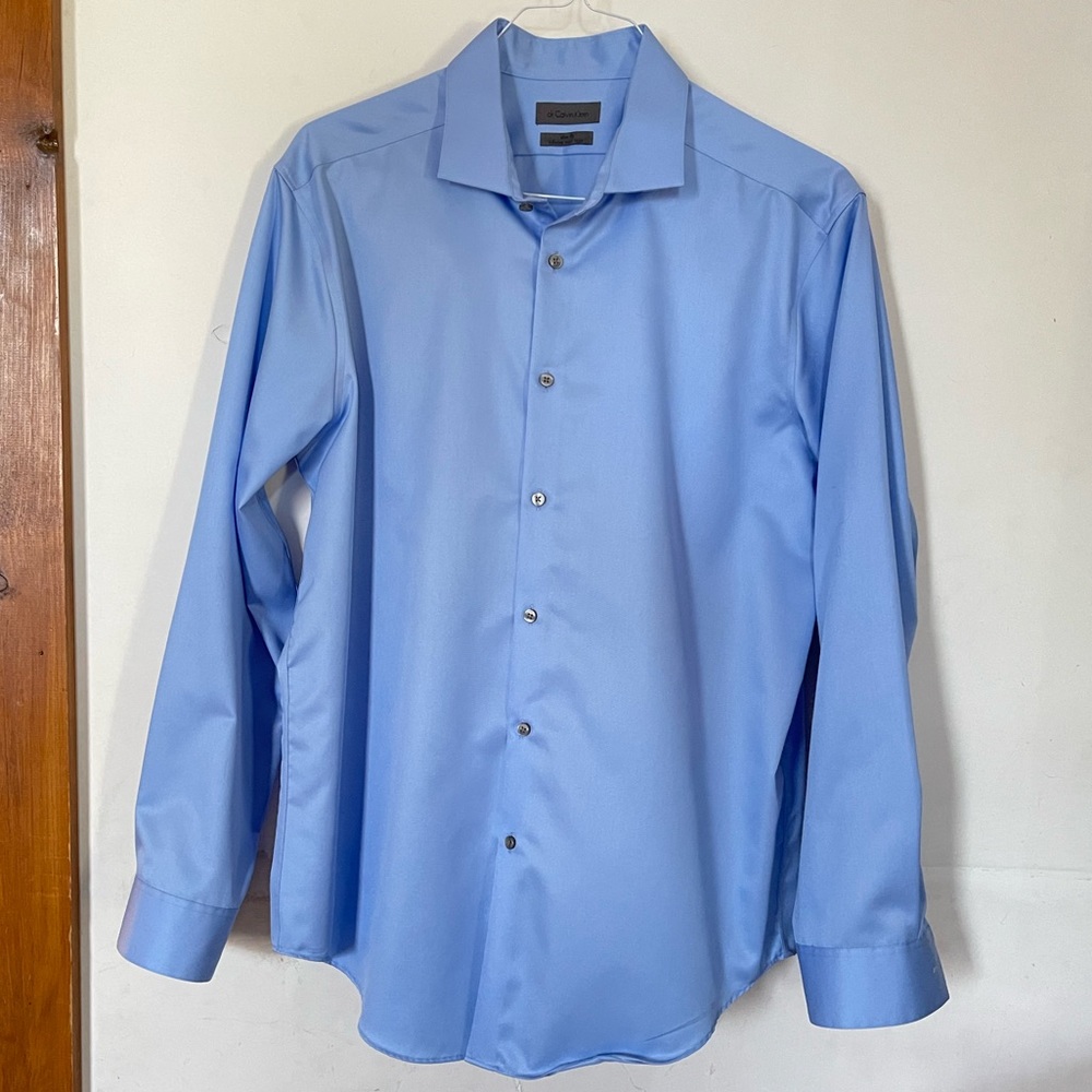 Sky Blue Calvin Klein Slim Fit Dress Shirt